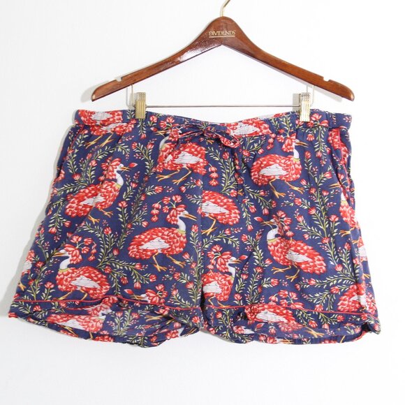 PRINTFRESH Queen Lotus Short PJ Pajama Sleep Set Indigo Bird Cotton Size 1X - Picture 10 of 16